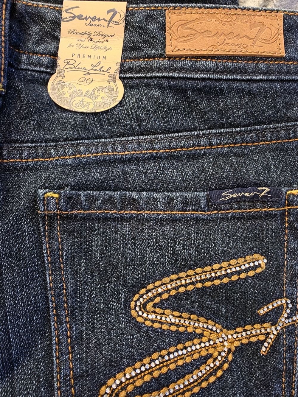 Seven Dark Blue Bootcut Jeans with Embellished Back Pocket - Picture 4 of 4